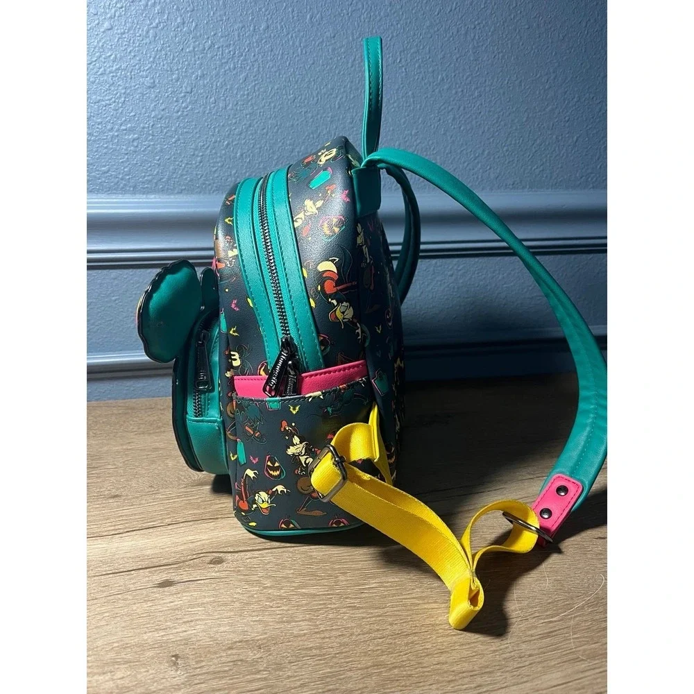Disney Parks Halloween 2023 Mickey Pumpkin Glows in the Dark Loungefly Backpack